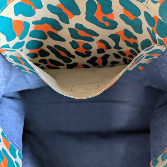 Clare V NWT Leopard Cheetah Print Neon Tote Bag Animal Print Cat Handbag Leather - Picture 6 of 13